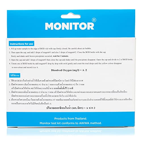 Monitor DISSOLVED Oxygen Test KIT (60 Tests) - Monitor Aquarium and aquaculture Water Quality
