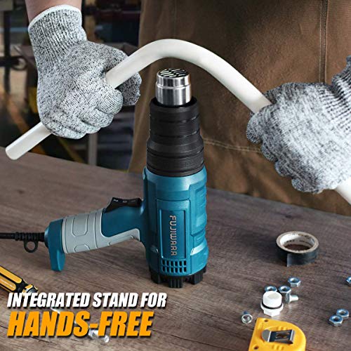 Heat Gun Kit 1500W with Variable Temperature 5 Nozzles, Adjustable Hot Air Gun 122℉-1022℉,Fast Heating for DIY Shrink PVC Tubing/Wrapping/Crafts, Stripping Paint(1500W Rear Cover Temp Adjust) - color: 1500w Rear Cover Temp (No Digital, With Dial)
