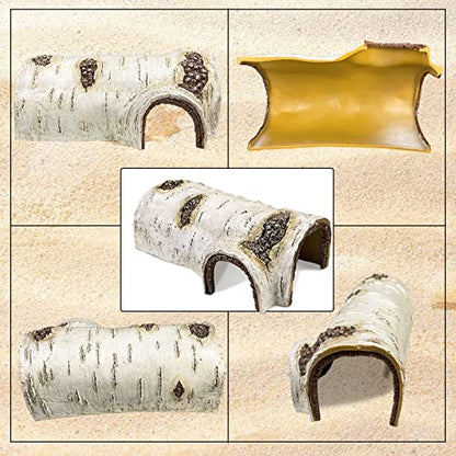 Reptile Hide Caves Simulation Tree Hideout Snake Hide - Large | Leopard Gecko Terrarium Plastic Plant Leaves Ornament Habitat Shelter Decor for Lizard Hermit Crab Spider Frog Amphibians