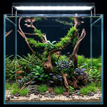 emours Natural Aquarium Driftwood, Upright Root Style Wood for Fish Tank Decor, Unique Driftwood for Aquascape, Terrarium and Reptile Display, 1 Piece (8-12" (20-30 cm)) - size: 8-12" (20-30 cm)