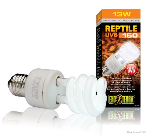 Exo Terra UVB150 Desert Reptile Terrarium Lamp Light Bulb 13 Watts Pack of 2