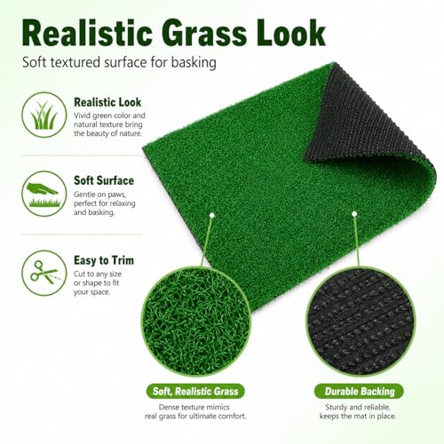 jojofuny Artificial Grass Turf: Turtle Basking Ramp, Aquatic Grass Lawn, Simulation Reptile Turf for Pet, Fish Tank Reptile Ramp Terrace Turtle Resting Basking Platform