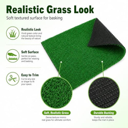 jojofuny Artificial Grass Turf: Turtle Basking Ramp, Aquatic Grass Lawn, Simulation Reptile Turf for Pet, Fish Tank Reptile Ramp Terrace Turtle Resting Basking Platform