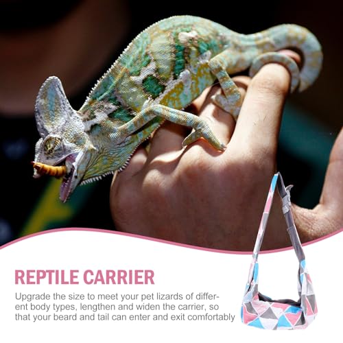 Ipetboom Adjustable Reptile Carrier Sling Bag with Colorful Triangle Strap Lightweight Bearded Dragon Holder for Hiking Traveling and Outdoor Use