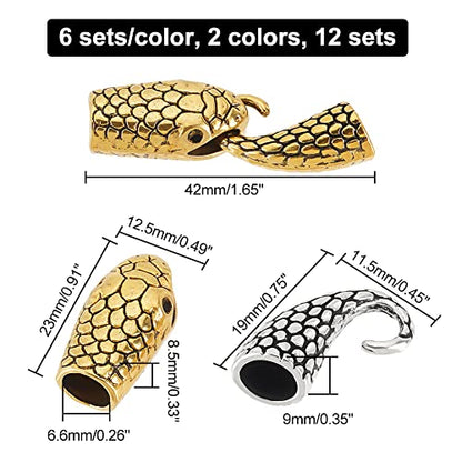 NBEADS 12 Sets Snake Shaped Hook Bracelet Clasps Set, 2 Colors Tibetan Alloy Crafts Snake Head and S Hook Ring Toggle Clasps End Connectors Jewelry Findings for Bracelet Jewelry Making