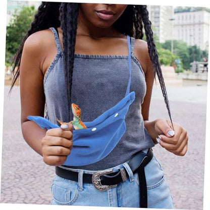 Adjustable Small Animal Reptile Carrier Sling Bag for Bearded Dragon and Guinea Pig Lightweight Flannelette Outdoor Lizard Travel Bag with Comfortable Adjustable Strap for Hiking