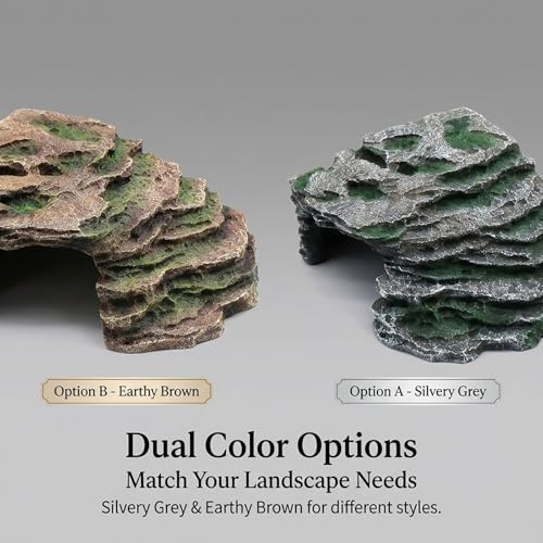 Large Reptile Hide Shale Scape Step Ledge, Reptile Cave Hideout, Bearded Dragons Accessories, Basking Rocks for Bearded Dragons - style: Large-11.8 * 9.8 * 5.3