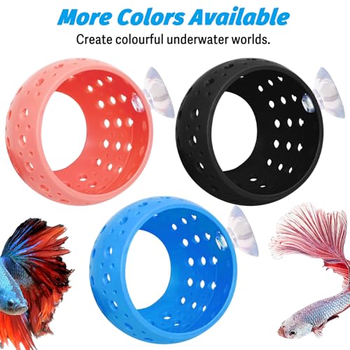 Fhiny Betta Tunnel, Aquarium Fish Hideout with Suction Cup - Shrimp Cave Aquarium Decor for Small Fish, Shrimp, Guppy Hiding & Resting (Blue)