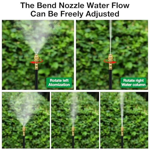 MIXC 50Ft 1/4" Drip Irrigation System,2026-Upgrade Garden Irrigation Kit with 12pcs Adjustable Copper Nozzles,Automatic Atomizing Watering System for Outdoor Plants,Raised Bed,Yard,Potted Plant,Lawn - size: 50ft