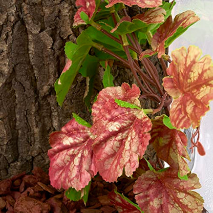 2Pack Pink Reptile Plants, Fake Heuchera Terrarium Hanging Suction | Tank Decor Fits Gecko Snake Tarantula Jumping Spider - color: E-fake Heuchera Micrantha Pink