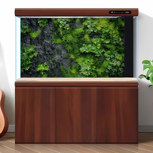 Rock Wall Texture Aquarium Background Green Moss on Black Rock Wall Fish Tank Background Nature Green Moss Fern Reptile Tank Background Rock Texture Reptile Habitat Terrarium Background 24x12in - color: Black_Green, size: 24(W)x12(H)inches/ 60(W)*30cm(H)