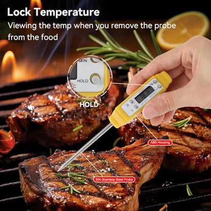 Akozon Digital Food Thermometer Automatic Calibration Pen High Accuracy Electronic Pocket Thermometer Yellow Home and Family Appliance and Decor