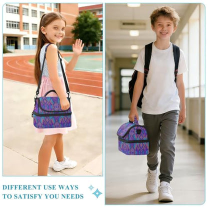 Emelivor Snake Skin Insulated Lunch Bag Container Tote for Student | 8L Double Deck,Large Lunch Box with Shoulder Strap,Thermal Meal Prep Cooler,Suitable for School Work Picnic Office Travel