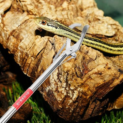 Stainless Steel Straight-Mouth Clip Non-Slip Crab Clamp Lobster Grabber Eel Catching Tool with Ergonomic Handle 29.52 Inch for Seafood and Waste Picking