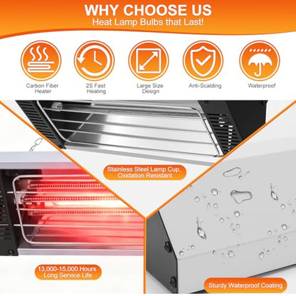 450W Heat Lamp for Chickens, Carbon Fiber Heater for Chick Brooder | Hanging Chicken Coop Heater, Adjustable Temp & Time & Height, Chicken Brooder Heating Lamp for Poultry, Livestock & Pets