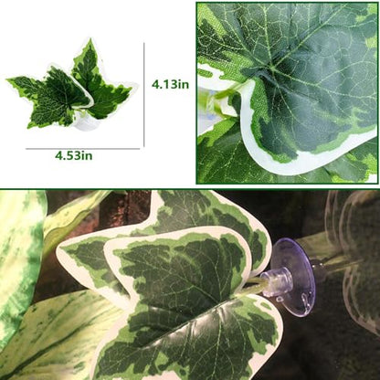BNOSDM Fake Terrarium Plants for Reptiles, 3-5in, Green, 5PCS | Fake Terrarium Plant with Suction Cup, Jumping Spider Habitat Enclosure Bearded Dragon,Snake, Lizard Accessories - color: Green