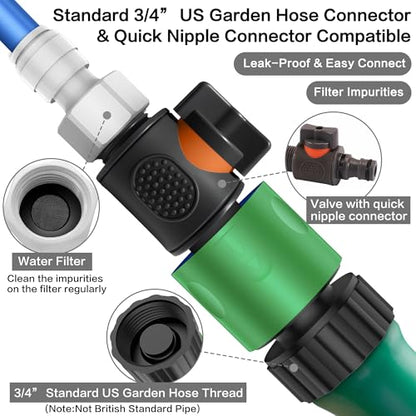 HAOWIN Misters for Outside Patio with Full Metal Misting Head and Shut-off Valve, 3 Nozzles Fine Mist Leakproof 6.6FT Aluminum Hose Mister, Misting System for Outdoor Greenhouse Chicken Coop Trampolin