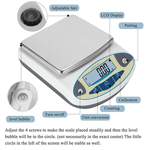 Lab Scale 3000gx0.01g High Precision Electronic Analytical Balance 0.01g Accuracy Laboratory Precision Digital Scientific Scale (3000g, 0.01g) - size: 3000g, with Calibration Weights