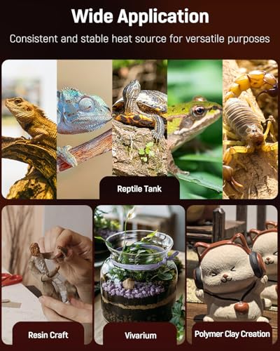 Pawfly 14 W Reptile Heat Pad with Thermostat 11 x 5.9 Inch Reptile Heating Pad Under Tank Terrarium Reptile Heat Mat for Turtles Frogs Snakes Lizards Geckos Hermit Crabs & Spiders - size: 14 W (11 x 5.9 Inch) with Controller