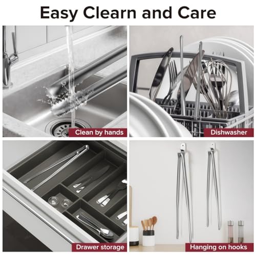 8 Pack Kitchen Tongs, Stainless Steel Serving Tongs with Non-Slip Tips for Cooking，Easily Control Kitchen Tweezer, Multi-Purpose Korean Tong for Baking, Food Plating, BBQ (7 Inch) - size: 7 Inch