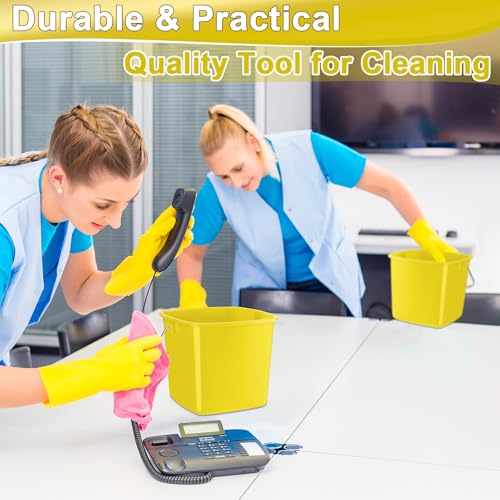 Zhehao 6 Pcs 3 Quart Bucket for Cleaning Small Sanitizer Bucket for Restaurant Square Plastic Pail with Handles for Home, Offices, Commercial Use, Food Service(Yellow) - color: Yellow