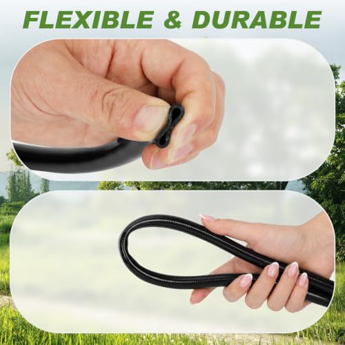 1/2 Inch Drip Irrigation Tubing, 50FT Main Line Hose Tube, Flexible PVC Irrigation Hose for Raised Beds, Greenhouse, Vegetable Gardens and Yard Watering System（Black) - size: 50 FT 1/2" Main Tubing
