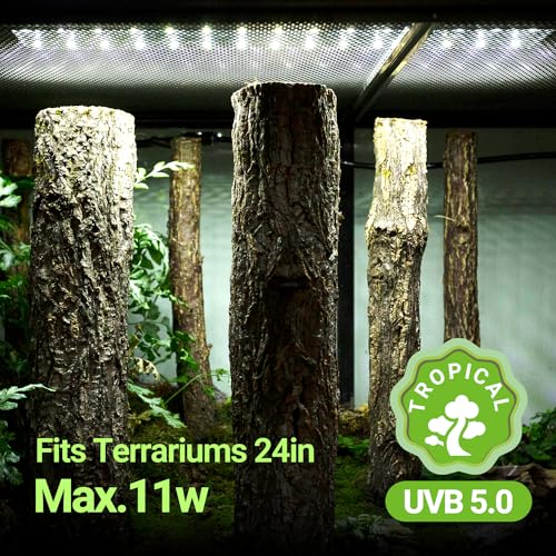 WACOOL TERRA Dimming LED UVB Reptile Light, 24“ LED Reptile Light Bar with Brightness Adjustment & 3 Light Modes, UVB 5.0