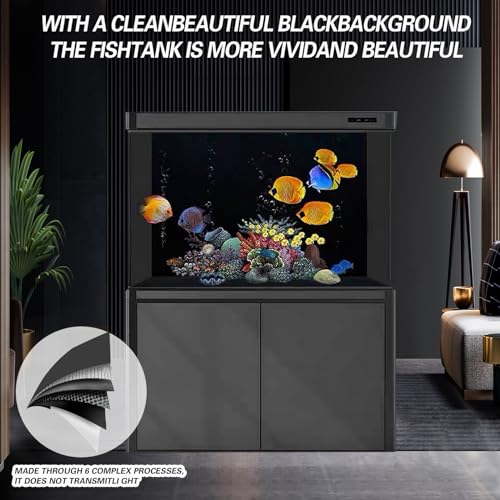 Black Aquarium Background Film, Static Cling PVC, 11.8" H × 39" W | Glue-Free Static Cling • Easy to Apply • No Residue • Blocks Rear Light • Makes Fish Colors Stand Out • Reusable - size: 11.8"H × 39"W
