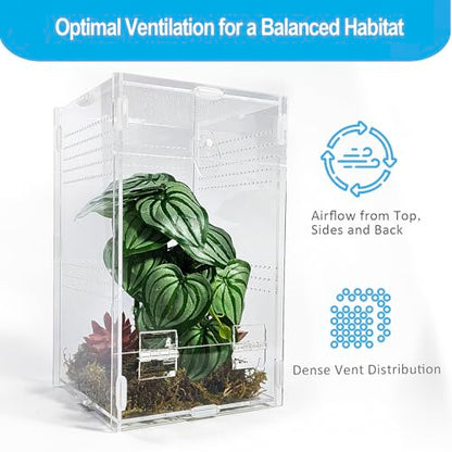 Jumping Spider Enclosure 6”x6”x10”, Arboreal Tarantula Enclosure, Praying Mantis Terrarium Critter Cage for Jumping Spider, Tarantula, Mantis, Snail, Isopods, Beetles, Millipedes - size: Large
