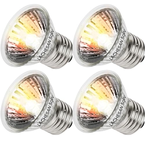 50W Uva Light Bulbs 4-Pack, Turtle Heat Lamp for Reptile | E26 Base Fit for Reptiles and Amphibian Tanks, Terrariums and Cages, Works with Various Lamp Fixtures