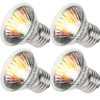 50W Uva Light Bulbs 4-Pack, Turtle Heat Lamp for Reptile | E26 Base Fit for Reptiles and Amphibian Tanks, Terrariums and Cages, Works with Various Lamp Fixtures