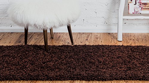 Unique Loom Solid Shag Collection Area Rug (2' 2" x 6' 5" Runner, Chocolate Brown) - color: Chocolate Brown, size: 2'2" x 6'5" (Rectangular)