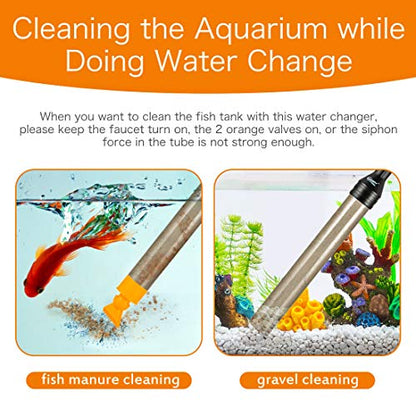 hygger Upgrade Aquarium Water Changer Kit, Semi-Automatic Fish Tank Gravel Cleaner, with 25 FT Water Hose, Flow Control Valve - size: 25FT