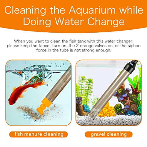 hygger Upgrade Aquarium Water Changer Kit, Semi-Automatic Fish Tank Gravel Cleaner, with 49 FT Water Hose, Flow Control Valve - size: 49FT