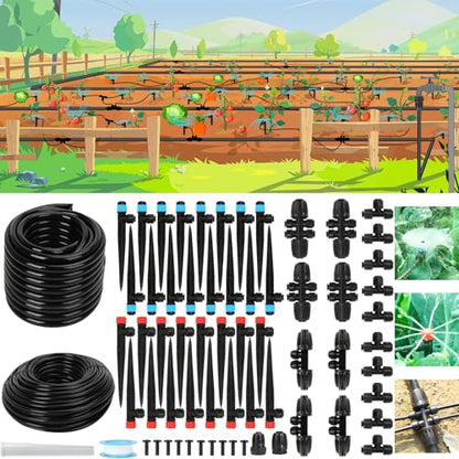 250FT Drip Irrigation Kit – 2026 New Quick-Connect Micro Irrigation System with 1/4'' 1/2'' Tubing (128FT (46FT 1/2 Inch+82FT 1/4 Inch) - size: 128FT (46FT 1/2 Inch+82FT 1/4 Inch）