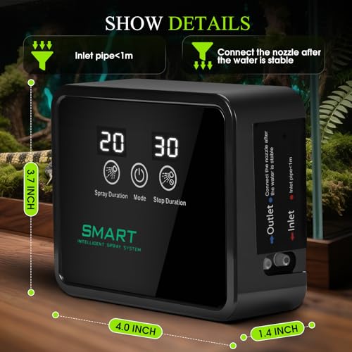 MECESOR Automatic Reptile Mister for Reptile Tank Smart Reptiles Mister System with Timer 360° Nozzles,Slient Terrarium Misting System Humidifier for Chameleons,Snakes,Frogs Smart Spray Control