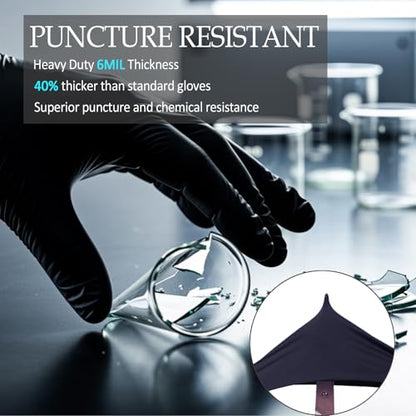 PROMEDIX P Black Disposable Nitrile Gloves, 6Mil 100 Pcs Food Safe Cooking Gloves Latex Free Rubber Gloves for Cleaning Exam - color: Black, size: Small