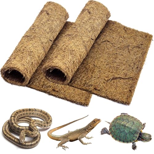 PIVBY 2 PCS Reptile Carpet, Natural Coco Coir Mat (19.6" x 11.7"), Coconut Fiber Substrate Pet Terrarium Liner for Bearded Dragon Tortoise Habitat Lizards Turtles Snakes Iguana Hermit Crab - size: M: 19.6" x 11.7"