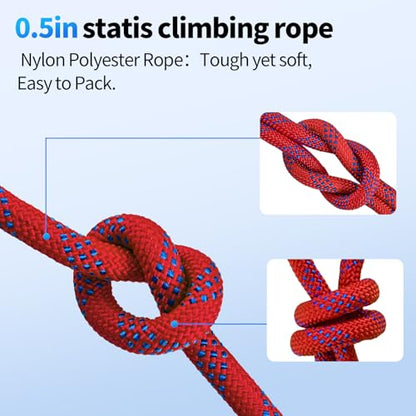 100Ft 1/2 Inch Heavy Duty Climbing Rope,Arborist Rope for Tree Pulling (Red) - size: 100ft-Red