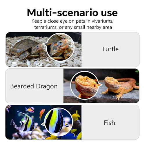 3MP 2K AI Reptile Aquarium Camera, Close-Focus Lens for Fish Tank Terrarium | Angle Magnetic Mount, Dual-Band Wi-Fi 2.4 GHz/5 GHz, 24/7 Recording, Anti-Glare and No Reflection, for Lizards and Snakes