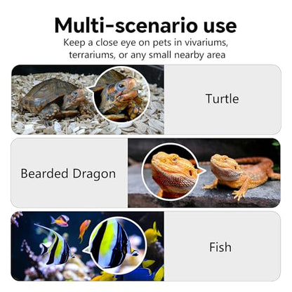 3MP 2K AI Reptile Aquarium Camera, Close-Focus Lens for Fish Tank Terrarium | Angle Magnetic Mount, Dual-Band Wi-Fi 2.4 GHz/5 GHz, 24/7 Recording, Anti-Glare and No Reflection, for Lizards and Snakes