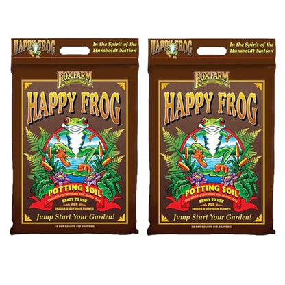FoxFarm Happy Frog Potting Soil - Ready-to-Use Amended Container Blend with Soil Microbes, Earthworm Castings, Bat Guano, and Aged Forest Products for Indoor & Outdoor Plants - 12 Quart (Pack of 2) - size: 12 Quarts (2 Pack)