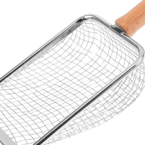 Hemobllo Mesh Cat Litter Scoop with Wood Handle, Stainless Steel Reptile Waste Shovel, 5x5mm Sifter for Cat and Small Pet Litter Cleaning