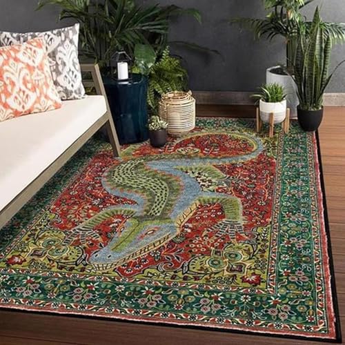 Cartoon Alligator Area Rugs 3x5 Feet Funky Crocodile Reptile Decor Rug for Bathroom Laundry Room Under Table Washable Non-Slip Modern Animal Crocodile Carpet - size: 3'x5'/90*150cm/60"x36"(Rectangular)