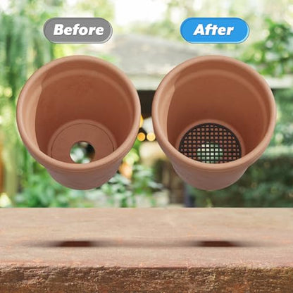 Cosmos Flower Pot Hole Mesh Insert Bottom Grid Pad Plastic Rigid Round Bonsai Drainage Mesh Screen & Netting for Garden Flower Plant Pot, 90 Pcs 3 Assorted Sizes
