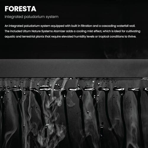 Ultum Nature Systems Foresta Integrated Paludarium Tank - All in One Aquarium w/Waterfall, Mist Maker, Water Pump, Modern Fish Tank w/Filtration for Aquatic Plants - 23.62" x 14.17" x 17.72" - 60E - size: 60E