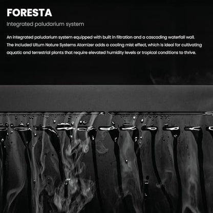 Ultum Nature Systems Foresta Integrated Paludarium Tank - All in One Aquarium w/Waterfall, Mist Maker, Water Pump, Modern Fish Tank w/Filtration for Aquatic Plants - 23.62" x 14.17" x 17.72" - 60E - size: 60E