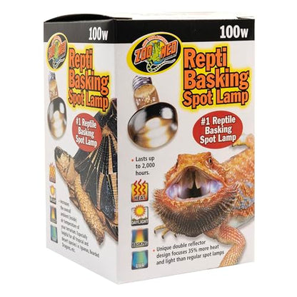 Zoo Med Repti Basking Spot Lamp Replacement Bulb 100 Watts Pack of 3 | 100W basking bulbs focus heat and UVA for diurnal reptiles