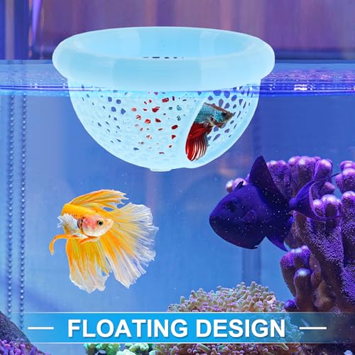 Floating Betta Cave & Hammock, Multi-Functional Hideout for Aquarium Blue - color: Blue