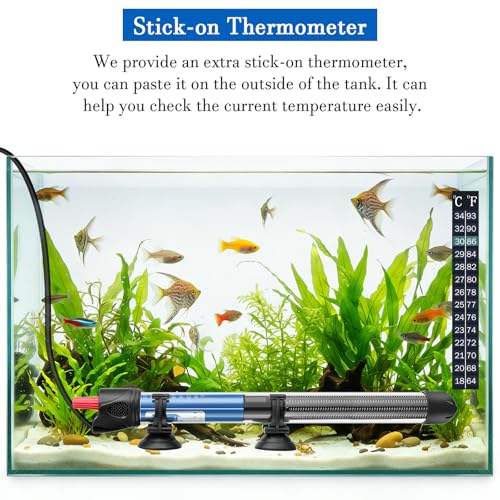 50W 100W 300W Submersible Aquarium Heater, Adjustable Glass Water Heater for 5 – 70 Gallon Fish and Turtle Tank (300W for 35-70 Gallon) - size: 300W for 35-70 gallon